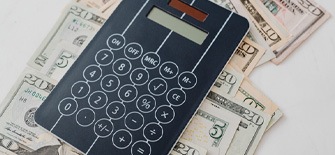 Calculator on paper money