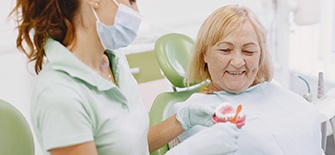 woman visiting an implant dentist in Indianapolis